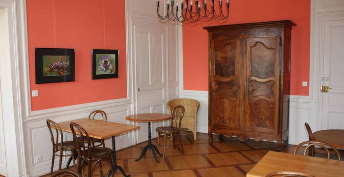 Saal Orange Tische